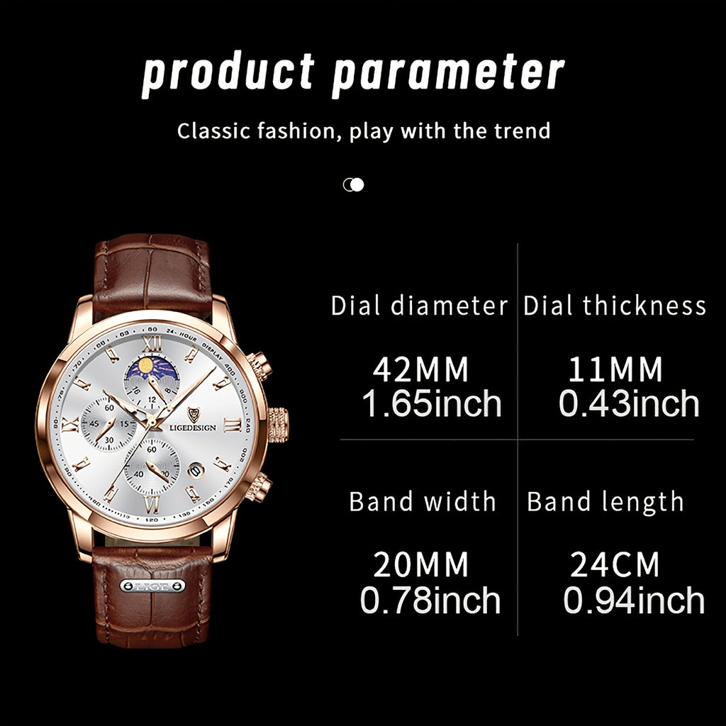 Premium Business Chronograph Watch with Gift Box | Luxury Edition